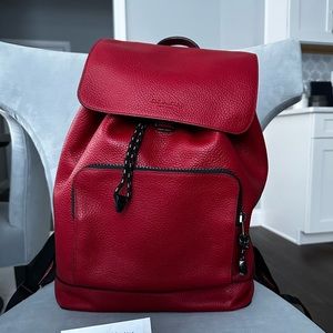 Coach Red Leather Backpack